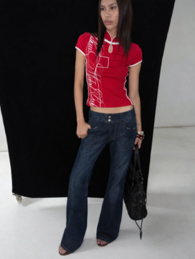 darkslum Çin etnik detaylı babytee 1002